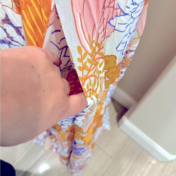 Orange Boho Floral Backless Lace up Sleeveless Maxi Dress w/Pockets! - Picture 14 of 15